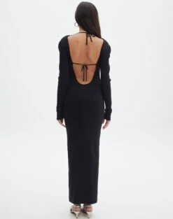 Knit Long Sleeve Keyhole Maxi Dress 23 Knit Long Sleeve Keyhole Maxi Dress -Outlet Glassons Store ivar keyhole dressy maxi black back kd124285knt