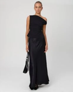 One Shoulder Asymmetric Top 33 One Shoulder Asymmetric Top -Outlet Glassons Store ivy panelled satin maxi skirt black front sl116240vis 1