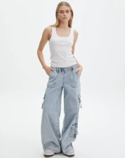 Mid Rise Baggy Cargo Jean -Outlet Glassons Store jasper cargo jean bryce light wash front jd90676dnm