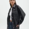 Double Pocket Oversized Faux Leather Shacket 2 Double Pocket Oversized Faux Leather Shacket -Outlet Glassons Store jezza pu shacket black front jw91640pu