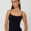 Supersoft Thin Strap Tank -Outlet Glassons Store juliet tank top black front tv124298pch