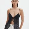 Lace Tie Front Split Top -Outlet Glassons Store jupiter lace hanky tank black front tv130464lac