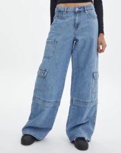 Cargo Low Rise Wide Leg Jean -Outlet Glassons Store khari cargo jean riley vintage wash full jd109691dnm
