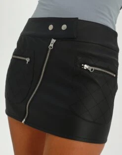Faux Leather Low Rise Zip Mini Skirt -Outlet Glassons Store kiana low rise pu moto skirt black full ss55085aus