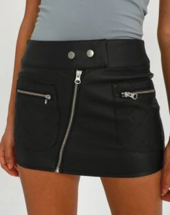 Faux Leather Low Rise Zip Mini Skirt -Outlet Glassons Store kiana low rise pu moto skirt black imageback ss55085aus
