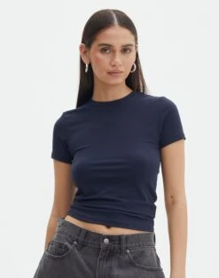 Oversized Faux Leather Double Pocket Shacket 33 Oversized Faux Leather Double Pocket Shacket -Outlet Glassons Store kimmy t shirt navy blazer front ts55072pln 2