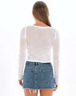 Crochet Split Front Hook Eye Top -Outlet Glassons Store kory knit keyhole top white back kc80507cro