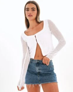 Cotton Fitted Tee -Outlet Glassons Store kory knit keyhole top white front kc80507cro 6
