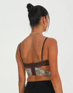 Cut Out Animal Lace Trim Corset -Outlet Glassons Store kurbie corset jungle leo back ut91413jnl