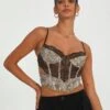 Cut Out Animal Lace Trim Corset -Outlet Glassons Store kurbie corset jungle leo front ut91413jnl