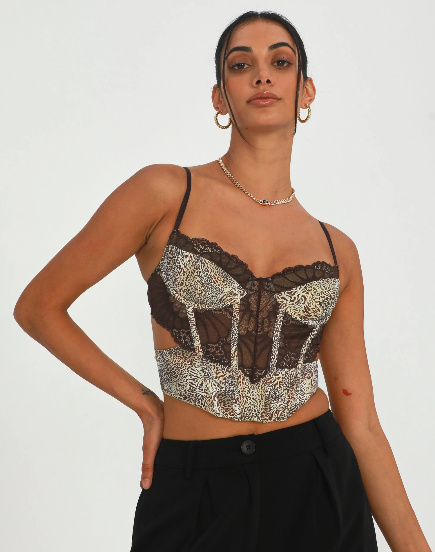 Printed Mesh Crop Corset Top 14 Printed Mesh Crop Corset Top - Image 12