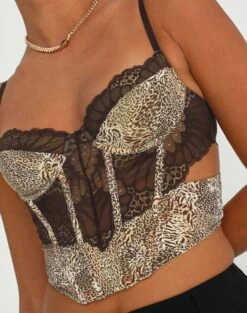 Cut Out Animal Lace Trim Corset -Outlet Glassons Store kurbie corset jungle leo imageback ut91413jnl