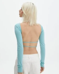 Open Strappy Back Long Sleeve Top 24 Open Strappy Back Long Sleeve Top -Outlet Glassons Store lana strap open back top aqua siren back tl142894des