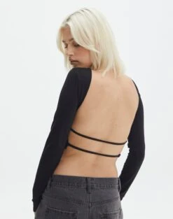 Open Strappy Back Long Sleeve Top 29 Open Strappy Back Long Sleeve Top -Outlet Glassons Store lana strap open back top black back tl142894des