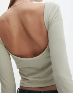 Supersoft Backless Long Sleeve Top 31 Supersoft Backless Long Sleeve Top -Outlet Glassons Store layley longsleeve sea mist imageback tl102955pch