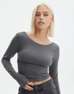 Supersoft Backless Long Sleeve Top 25 Supersoft Backless Long Sleeve Top -Outlet Glassons Store layley longsleeve shadow dancer back tl102955pch