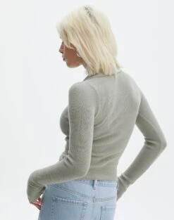 Collared Button Up V Neck Long Sleeve Knit 29 Collared Button Up V Neck Long Sleeve Knit -Outlet Glassons Store lenny collared button up sea mist back kc123969vp