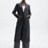 Faux Leather Longline Collared Coat -Outlet Glassons Store liberty long line coat black front cl124199pu 10