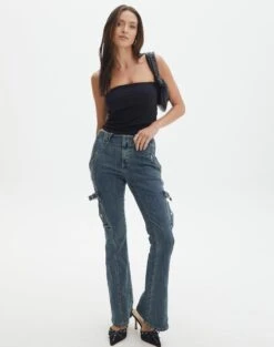 Low Rise Cargo Detail Bootcut Jeans