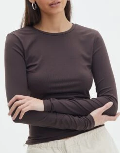 Supersoft Long Sleeve Top -Outlet Glassons Store limmy slinky longsleeve its soy cute imageback tl55301pch