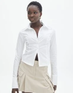 Foldover Zip Tube Top 32 Foldover Zip Tube Top -Outlet Glassons Store lindy button up white front bl128216pop 1