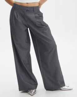 Mid Rise Wide Leg Pant -Outlet Glassons Store loretta wide leg pant charcoal marle full pw51730pln