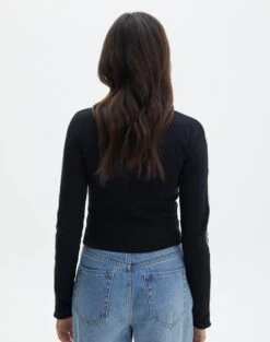 Contrast Stitch Long Sleeve Top 25 Contrast Stitch Long Sleeve Top -Outlet Glassons Store mac contrast bind top blackwhite back tl54279rib