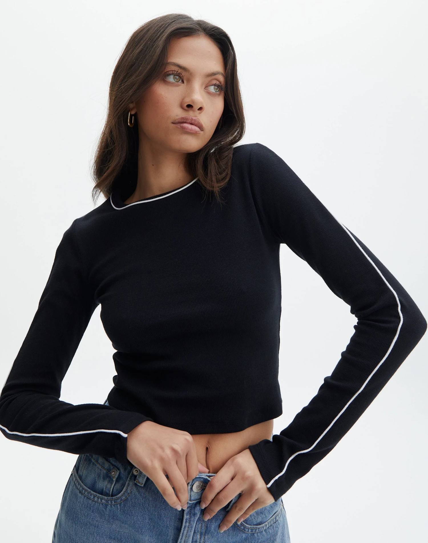 Contrast Stitch Long Sleeve Top 3 Contrast Stitch Long Sleeve Top
