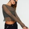 Lettuce Hem Mesh Top -Outlet Glassons Store maisie longsleeve mesh top cypress front tl114400msh