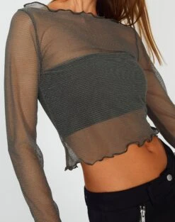 Lettuce Hem Mesh Top -Outlet Glassons Store maisie longsleeve mesh top cypress imageback tl114400msh