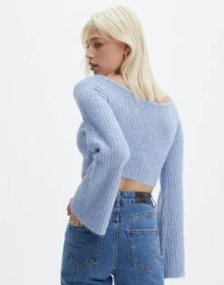 Off Shoulder Long Sleeve Cropped Knit -Outlet Glassons Store mariah v neck rib top icecap back kl98427rrec