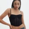 Mesh Detailed Corset Top 2 Mesh Detailed Corset Top -Outlet Glassons Store mika mesh corset black front ut113858pln