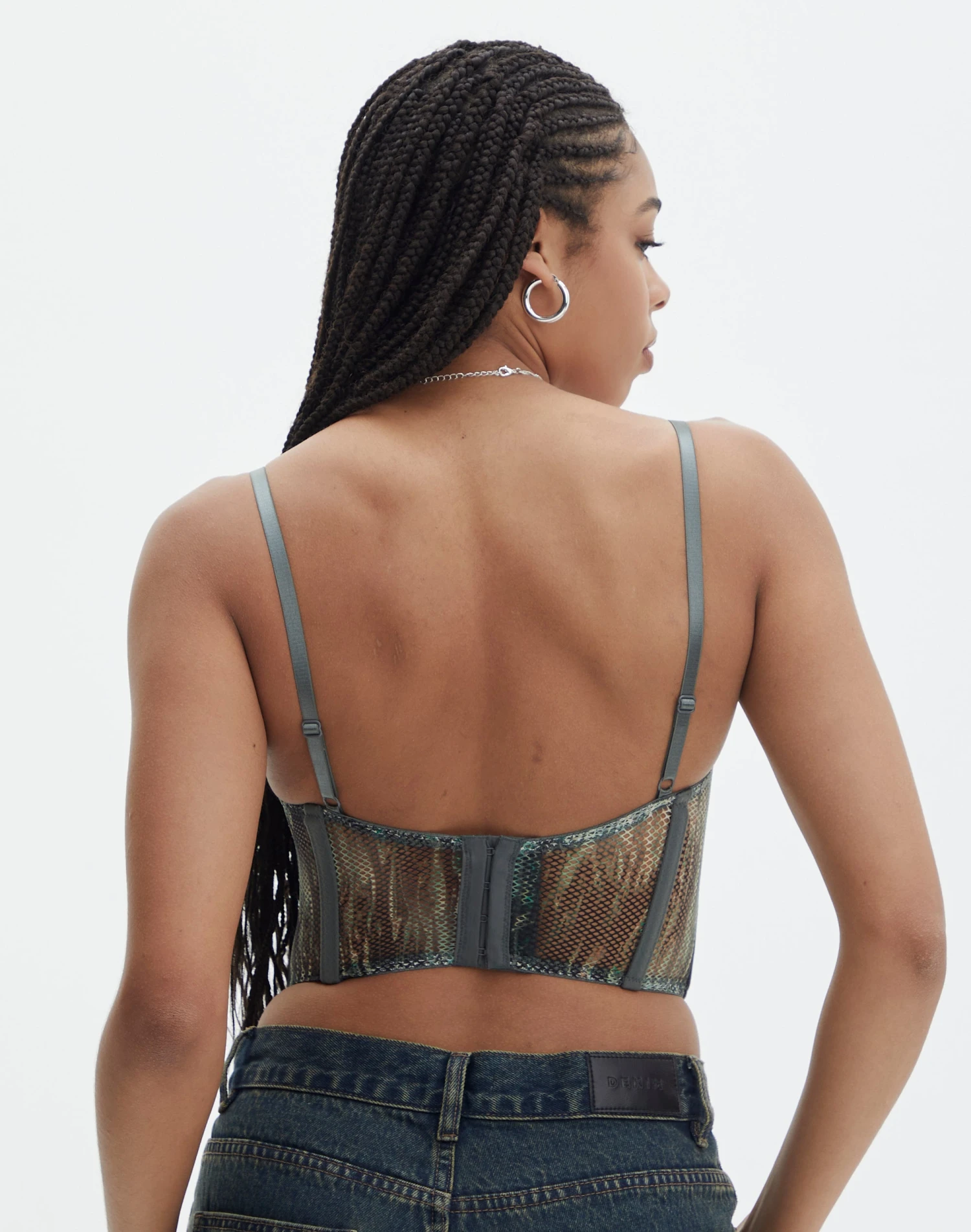 Printed Mesh Crop Corset Top 5 Printed Mesh Crop Corset Top - Image 3