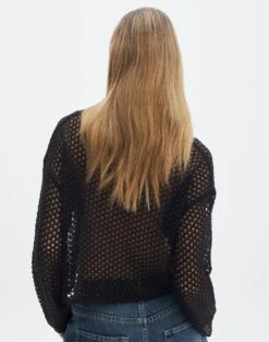 Knit Mesh Long Sleeve Top -Outlet Glassons Store millie mesh net black back kl124087knt