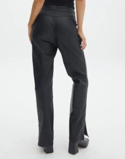 Faux Leather Moto Zip Straight Leg Pant -Outlet Glassons Store milly pu moto pants black back pw96799pu