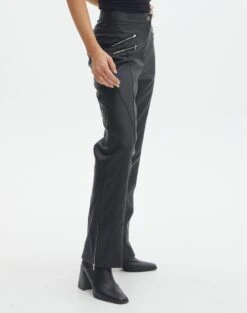 Faux Leather Moto Zip Straight Leg Pant -Outlet Glassons Store milly pu moto pants black detail pw96799pu