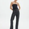 Faux Leather Moto Zip Straight Leg Pant -Outlet Glassons Store milly pu moto pants black front pw96799pu