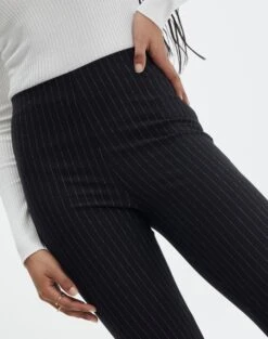 Pinstripe High Rise Flared Ponte Pant -Outlet Glassons Store minogue high rise flare ponte black pinstripe imageback pw52146str