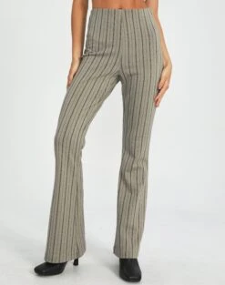 High Rise Pinstripe Flare Ponte Pant -Outlet Glassons Store minogue super flare ponte pants neutral pinstripe front pw52146stp