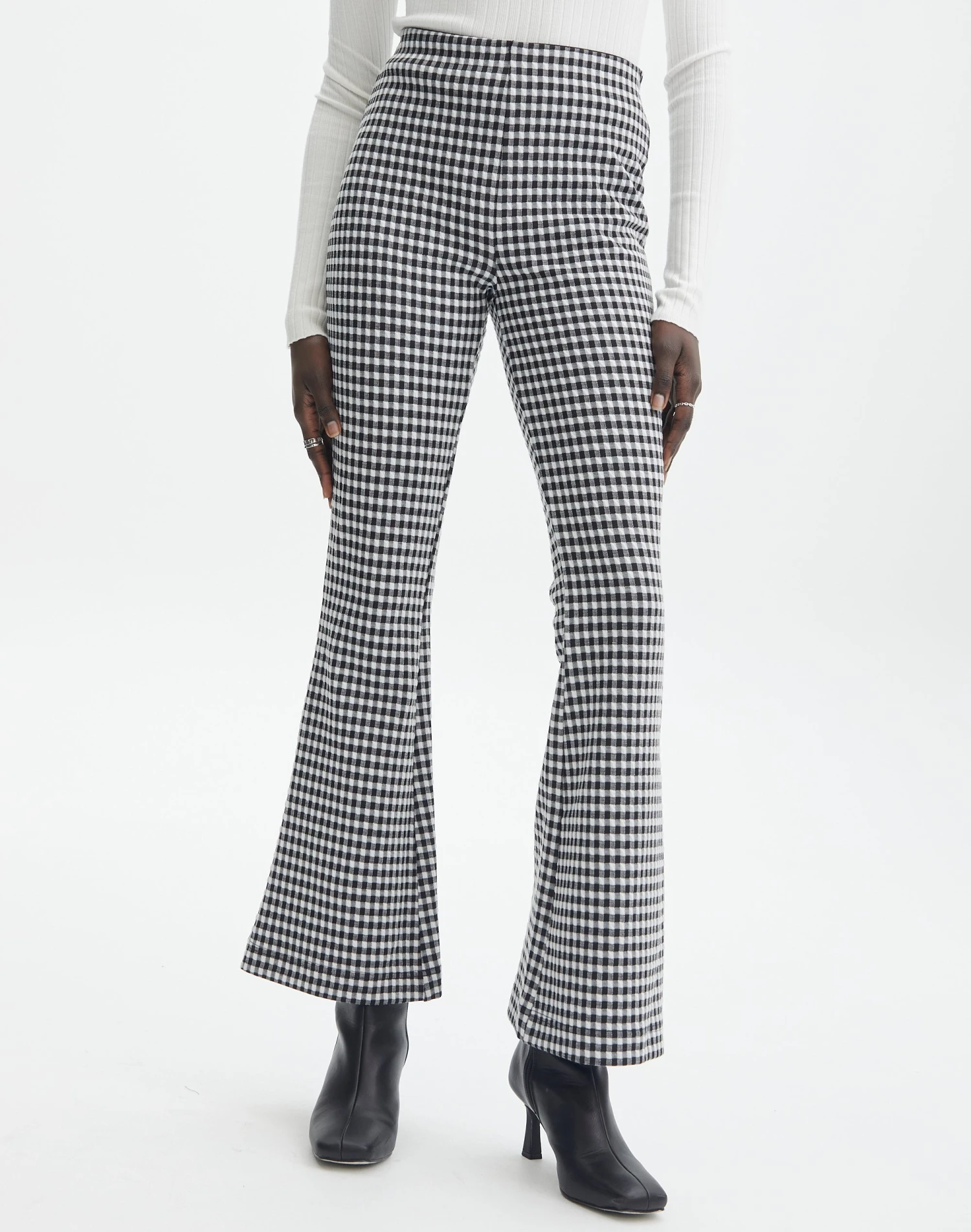 Gingham High Rise Flare Ponte Pant 4 Gingham High Rise Flare Ponte Pant - Image 2