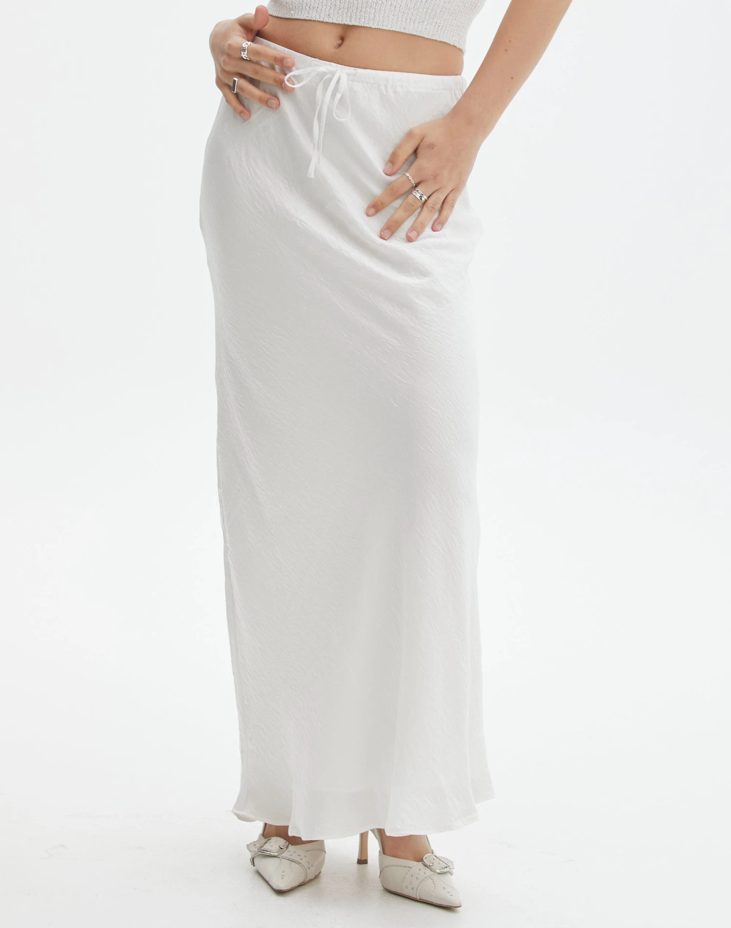 Drawstring Satin Maxi Skirt 4 Drawstring Satin Maxi Skirt - Image 2