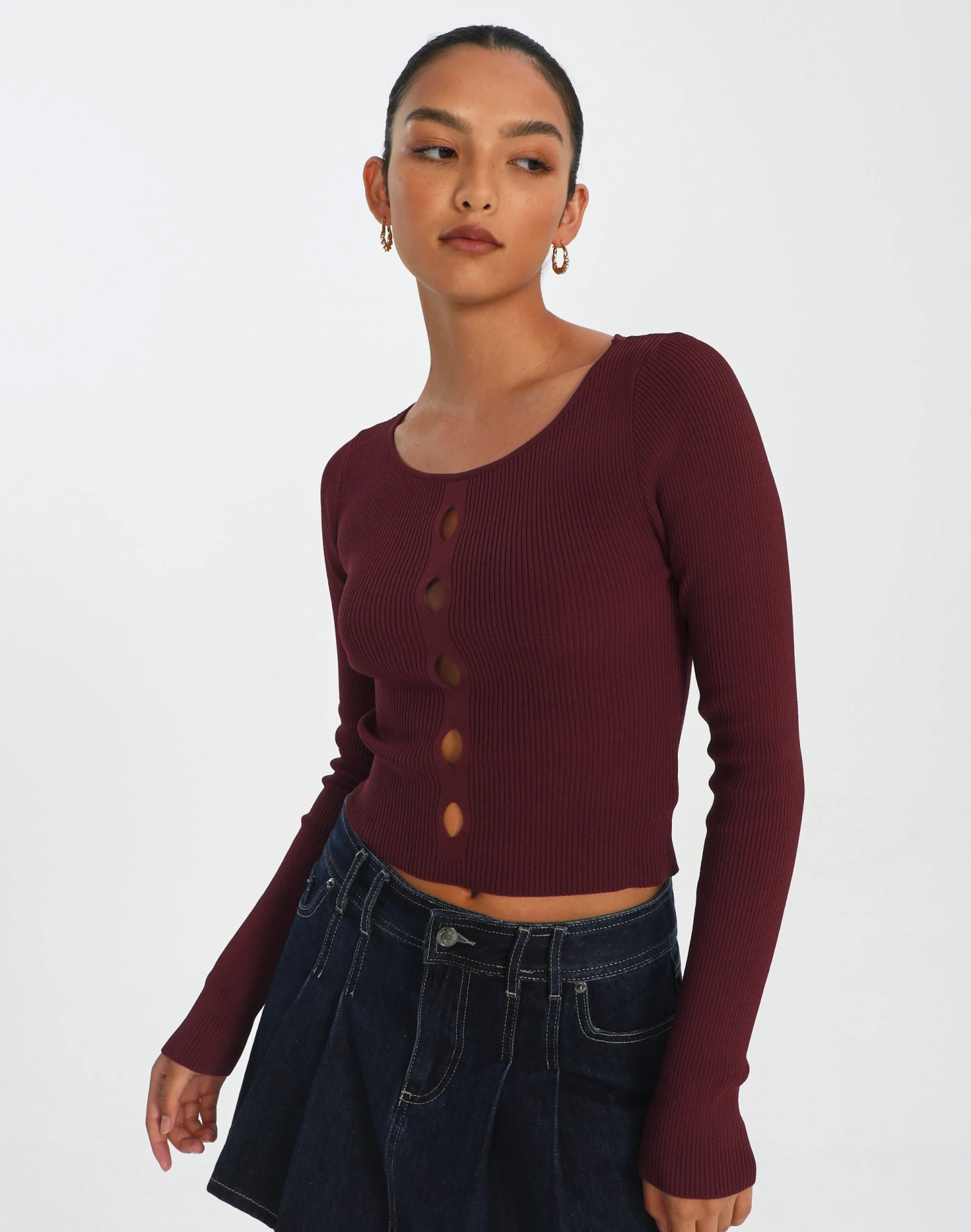 Long Sleeve Cut Out Ribbed Top 5 Long Sleeve Cut Out Ribbed Top - Image 3