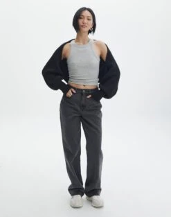 Balloon Sleeve Rib Knit Shrug -Outlet Glassons Store naomi cosy shrug black full kc106720knt