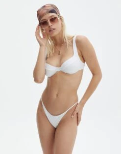 Bandeau Gold Detailed Swim Top -Outlet Glassons Store naomi side strap white front ga128386rpln 1