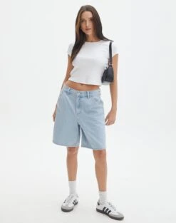 Denim Halter Top -Outlet Glassons Store nate longline denim short iced vovo front sw127903rdnm