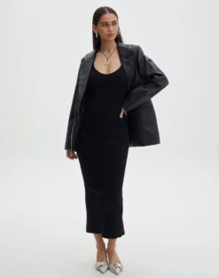 Rib Knit Long Sleeve Shrug -Outlet Glassons Store nia knit dress black front kd109815knt 3