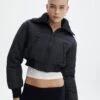 Cropped Puffer Jacket -Outlet Glassons Store noor cropped funnel puffer black front cs91682puf 4