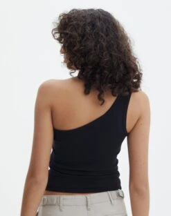 Crop Ribbed One Shoulder Tank 24 Crop Ribbed One Shoulder Tank -Outlet Glassons Store o albo asymmetric tank black back tv128401orib