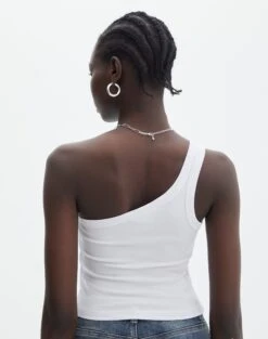 Crop Ribbed One Shoulder Tank 29 Crop Ribbed One Shoulder Tank -Outlet Glassons Store o albo asymmetric tank white back tv128401orib