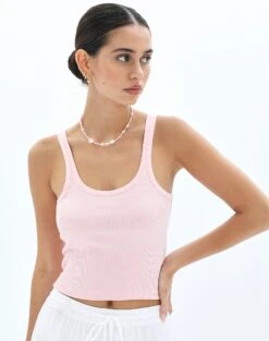 Cropped Cap Sleeve Knit Top -Outlet Glassons Store o bob strappy tank rose and thorne front tv55485orib